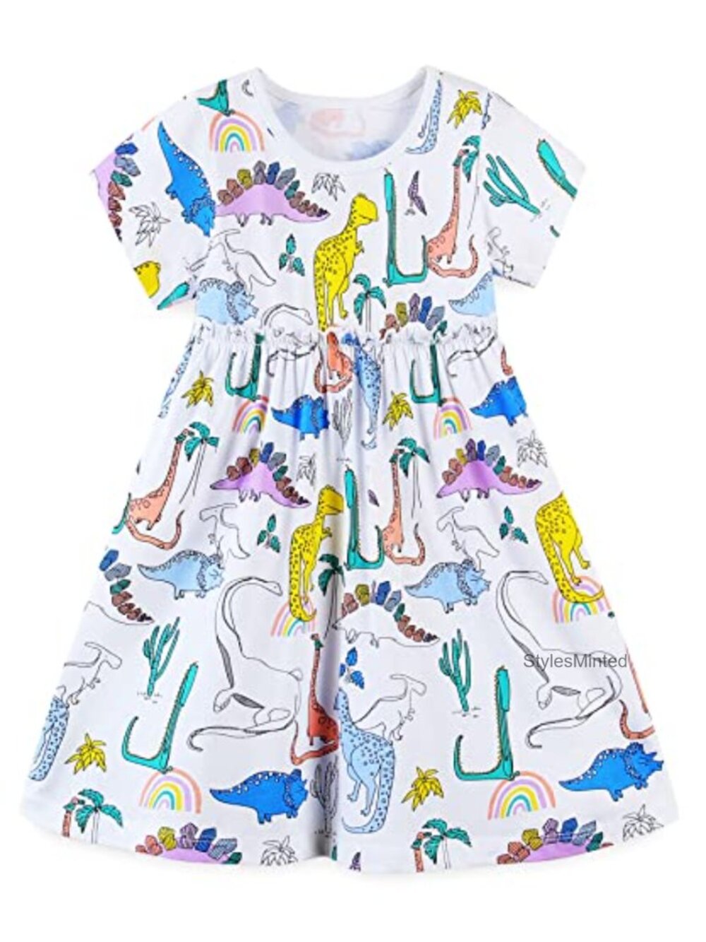 Toddler Girls Cotton Cartoon Print Short Sleeve Casual Sundress